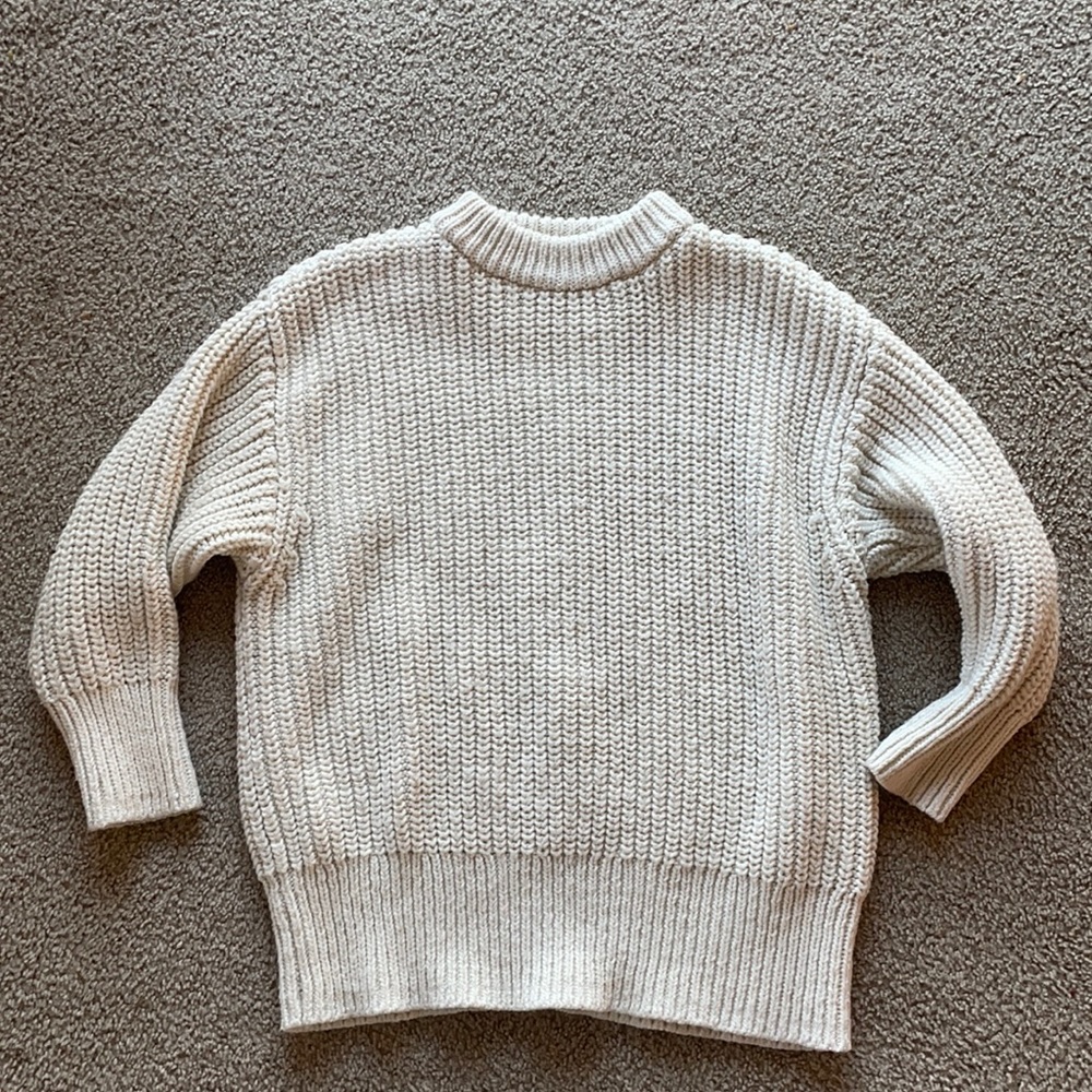 SOLD Zara Beige Chunky Knit Cropped Cardigan Sweater mohair small cream - Picture 2 of 5